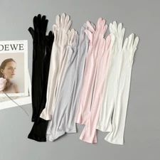 100% Mulberry Silk Gloves 58Cm Long Waist Mittens Women Sun-Protection Gloves