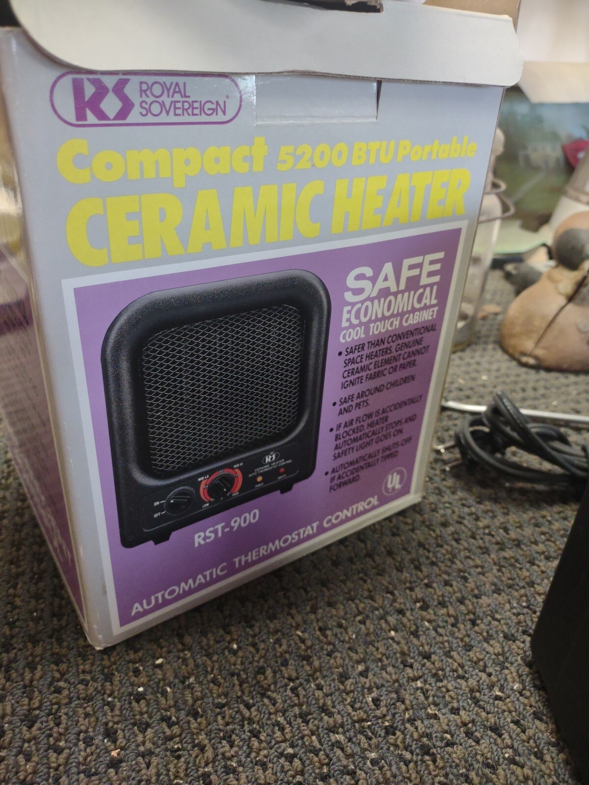 Royal Sovereign Compact Ceramic Heater 1500W 5200BTU 120V 13A RST-900  Thermostat | eBay