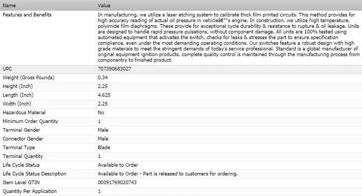 Interruptor de pressão de óleo SMP para 1963-1974 Chevrolet C20 Pickup - Imagem 3 de 4