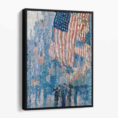 The Avenue in the Rain Frederick Childe Hassam 1917 Flag Canvas Print Wall Art