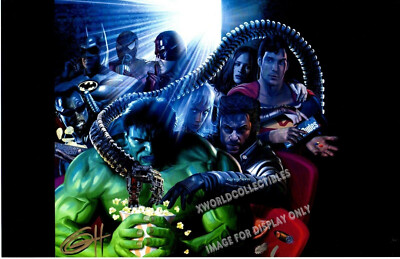 GREG HORN - MARVEL VS. DCU ART PRINT - SIGNED BATMAN WOLVERINE SUPERMAN HULK