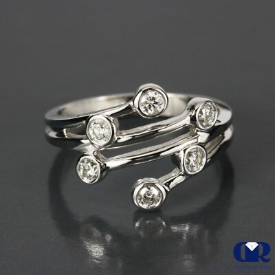 Natural 0.33 Carat Diamond Cocktail Ring Right Hand Ring 14K White Gold