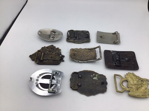 Lot of 9 Vintage Assorted Brand Novelty Belt Buckles Brass Bronze V1 - Imagen 7 de 7