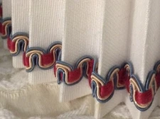 LAMP SHADE, PLISSE, KNIFE PLEAT, NORDIC STYLE, IVORY WITH COLORFUL TRIM,