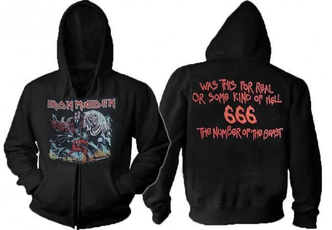 Iron Maiden Number Of The Beast With Back Print Logo Hooded