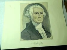 Vinatge Currier and Ives Georges Washington Lithograph Reprint 9x13.5 inch. SH1
