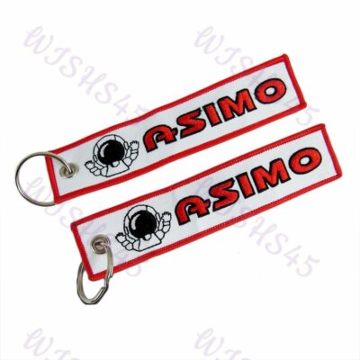 X2 EMBROIDERED Fabric Keyring TAG For ASIMO White RACING CELL HOLDER KEY CHAIN
