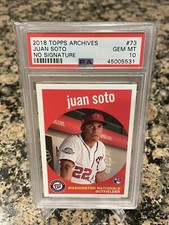 JUAN SOTO 2018 Topps Archives RC Card #73 SP - No Name Missing Error (PSA10)