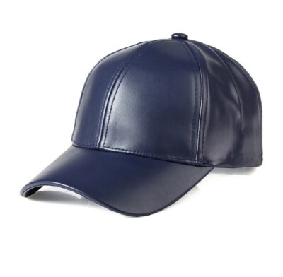 Men Summer Classic Solid Baseball Sun Hat Adjustable Faux Leather