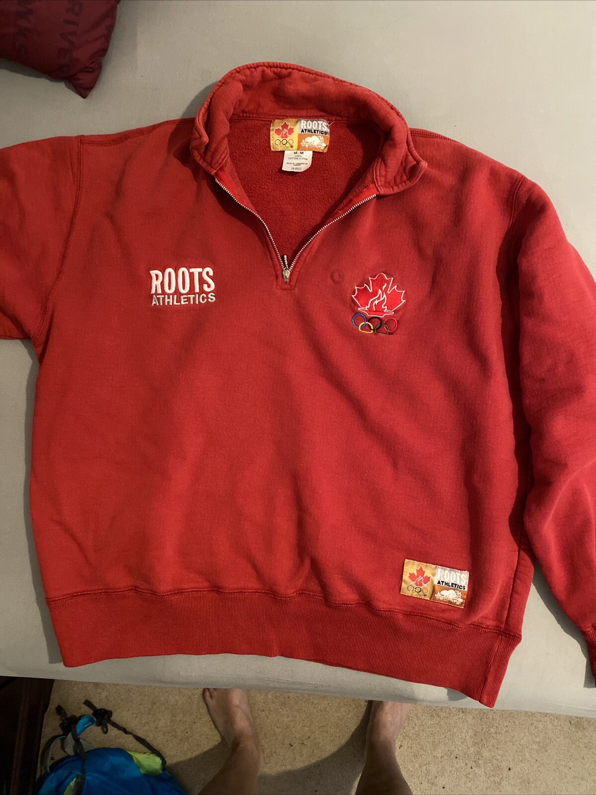 Vintage 90s Roots Canada Olympics Quarter Zip Sweatshirt Menu0026#039;s Size  Medium | eBay