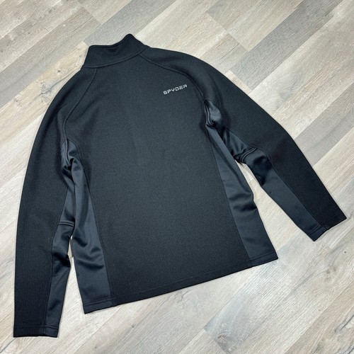 Spyder Outbound Pullover Jacket Men Large Black Fleece Knit Quarter Zip Textured - Picture 8 of 13