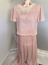 Vtg Mother Of The Bride Size 14 Embroidered Retro 80s Dusty Rose