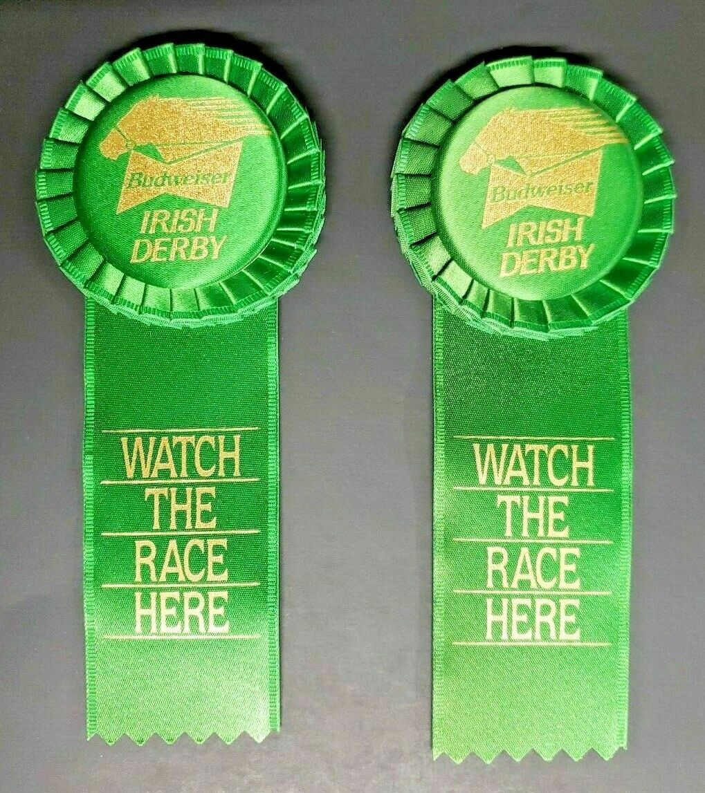 Vintage Budweiser 1996 Irish Derby Beer Ribbons Lot 2 Watch the Race ...