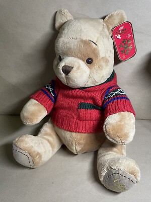 Disney Store 2007 Winnie The Pooh Christmas Soft Plush Toy With