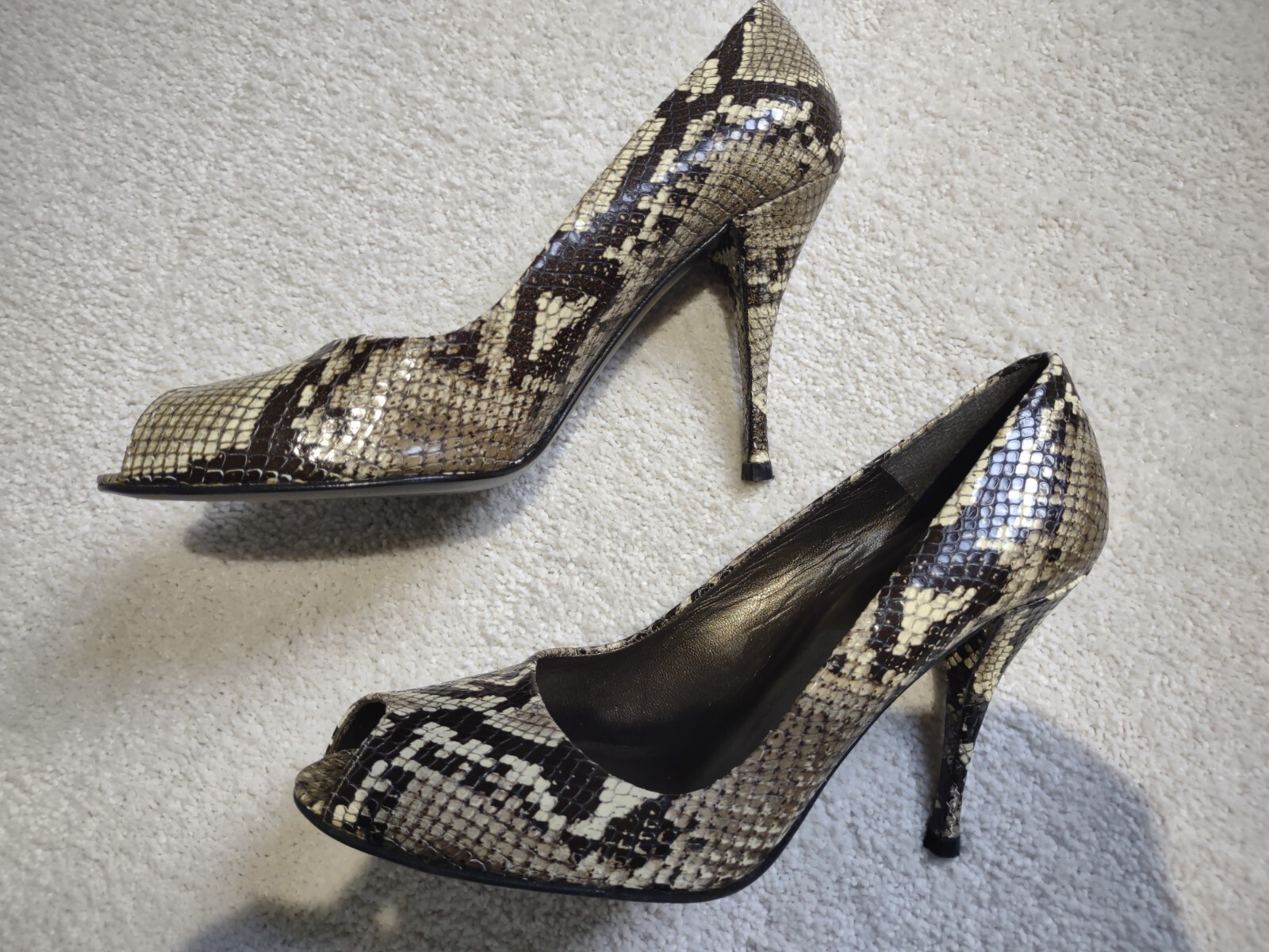 STUART WEITZMAN Python Pumps Peep Toe ITALY Snake… - image 5