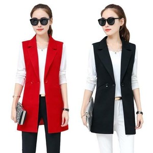 red sleeveless blazer