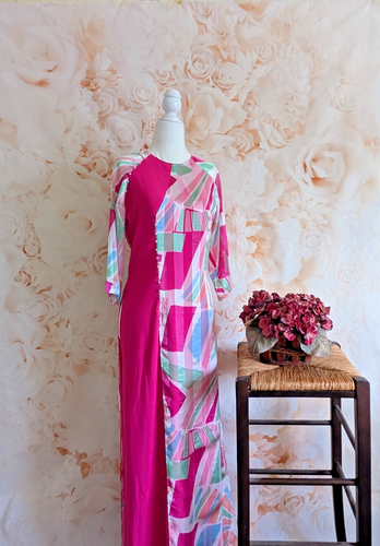 Ao Dai Khăn Tơ Phối Lụa 4 tà màu cánh sen, size 2XL, Ngực 96 Eo 84cm- Kèm Quần - Picture 5 of 7