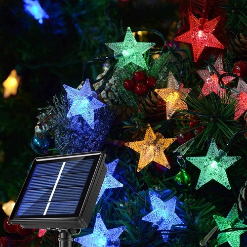 Solar Star String Light Outdoor 16.4FT 50LED Solar Powered Fairy Star Party XMAS