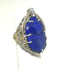 Nh Michael Valitutti Lapis Scarab & Topaz Two Tone Ring Size 5.25