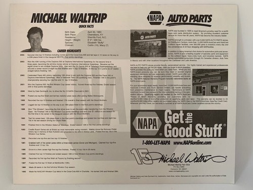FOTO AUTOGRAFIADA A COLOR DE 8"" X 10"" - SERIE NAPA NASCAR NEXTEL CUP - Imagen 4 de 7