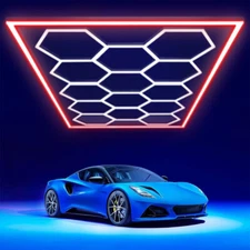 HEXAGONAL LED GARAGE LIGHTS HONEYCOMB DETAILING SHOWROOM OFFICE 14 grids 6500K