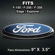 Blue Chrome 2005-2014 Ford F150 Front Grille Tailgate 9 Inch Oval Emblem 1pc