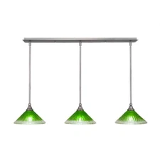 Toltec 3 Light Mini Pendant, Nickel, 10" Kiwi Green Crystal - 36-BN-437
