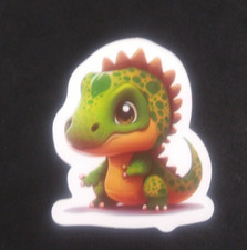 Green  Yellow Spotted Baby Dinosaur Sticker 2.38" x 2.2" AK 