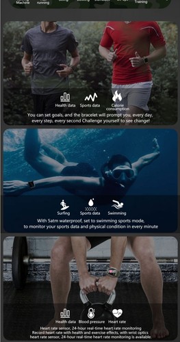 5ATM Waterproof Smart Watch Military Style Men Wristwatch Sport Fitness Tracker - Photo 7 sur 18