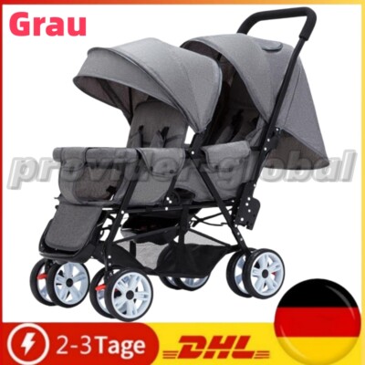 Zwillingskinderwagen Geschwisterwagen Kinderwagen Buggy Babywagen Grau 0-36M DHL