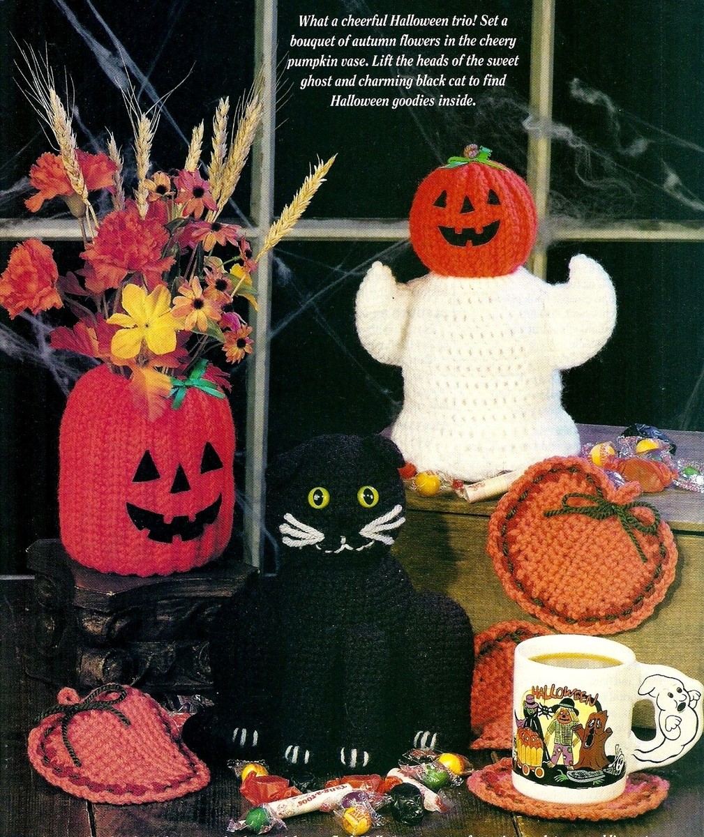 TRIO of Halloween Pals & Coasters/Decor/Crochet Pattern INSTRUCTIONS ONLY | eBay trio-of-halloween-pals-coasters-decor-crochet-pattern-instructions-only-ebay