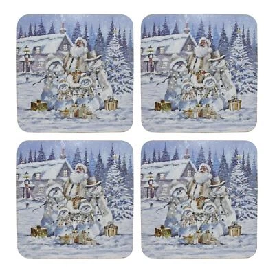 Sous-Verres En Liège Ensemble De 4 Vaisselle - Père Noël Et Bonhomme De Neige - Photo 1/2