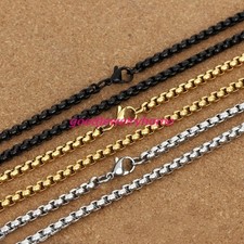 1/2/3/4/5/7MM Silver Gold Black Stainless Steel Rolo Box Chain Necklace 16-40"
