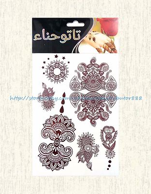 tramp stamp brown henna lace temporary tattoo sticker