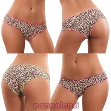 Women's Fluorescent Thong Lingerie Smooth Leopard Animal Print Sexy New 9910