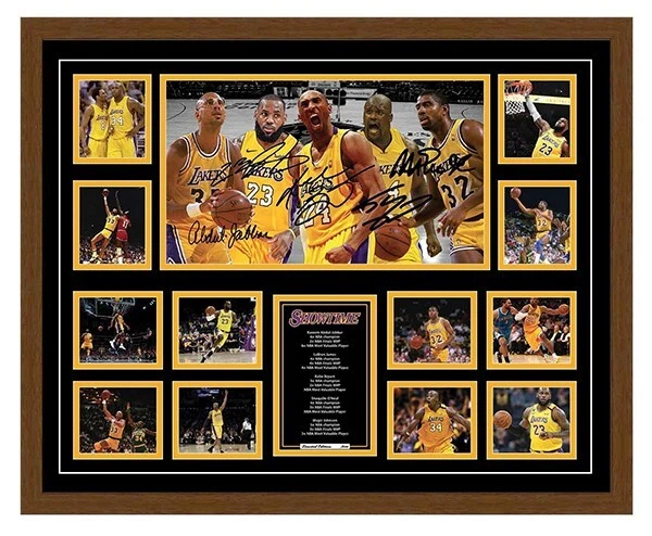 LA LAKERS KOBE BRYANT LEBRON JAMES SHAQ MAGIC SIGNED LTD ED FRAMED MEMORABILIA - image 4 of 4