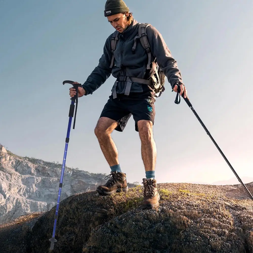Coppia 2 Bastoncini Trekking Passeggio Escursionismo Antiurto Regolabili Alpenstock Bastoncini - Foto 17 di 21