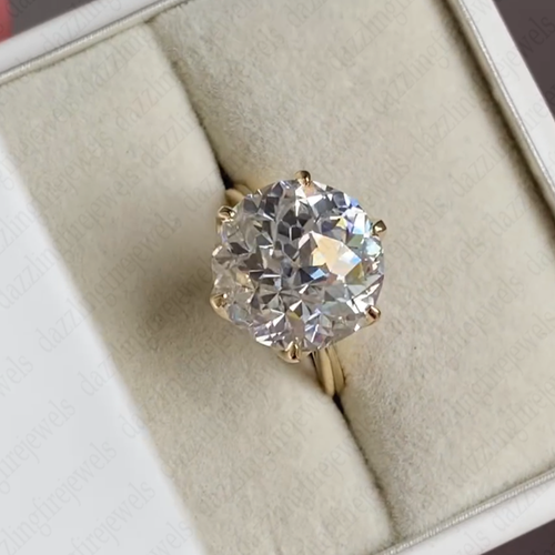 7.42TCW Jubilee Round Cut Moissanite Petal Engagement Ring 14k Solid Yellow Gold - Picture 3 of 10