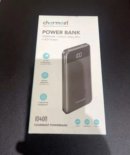 Charmast Power Bank Quick Charge 10400mAh USB C Power Bank Ultra Slim Portable