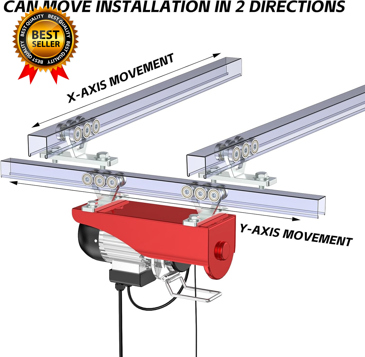 6 Wheel Hoist Trolley with Rollers - Strut Trolley Assembly for Electric Hoist -
