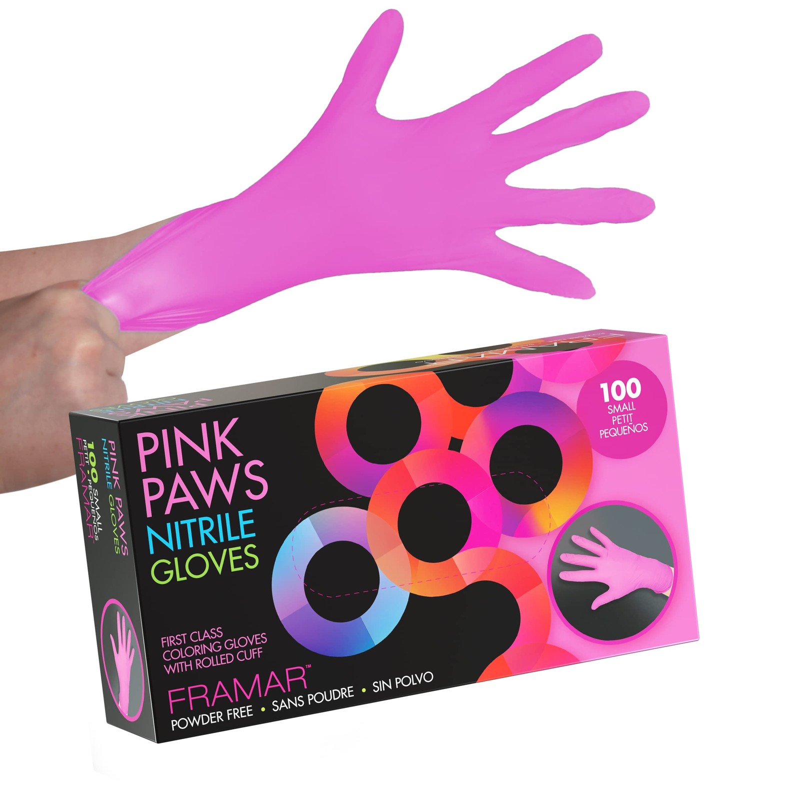 Gants cuisine nitrile rose S anti-odeur et sans latex jetables