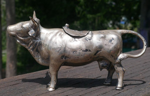 Antique German Sterling Israel Freeman & Son Ltd. Long Horn Cow Creamer - 142.4g