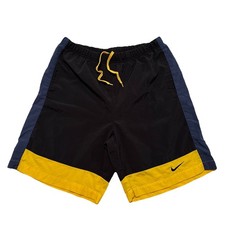 Vtg Nike White Tag 90s Swoosh Lined Swim Trunks Shorts Colorblock Men's Small