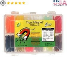 Trout Magnet Softbait Jig Kit 150 Count Fishing Lures Assorted Colors Grub Heads