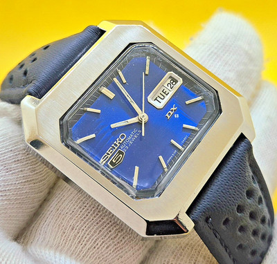 1973 Seiko DX 5 Automatic 6106-5480 Day/Date  36x39mm Blue Dial Steel Men Watch