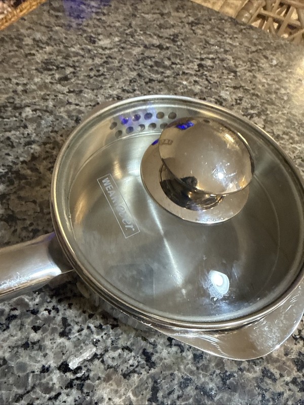 WearEver Stainless Steel 1 Qt Saucepan W/ Double Pour Spouts & Strainer Lid