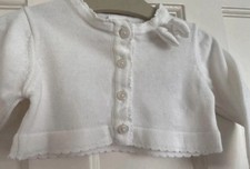 Bluezoo Debenhams white baby girl bow balero cardigan 3-6 months