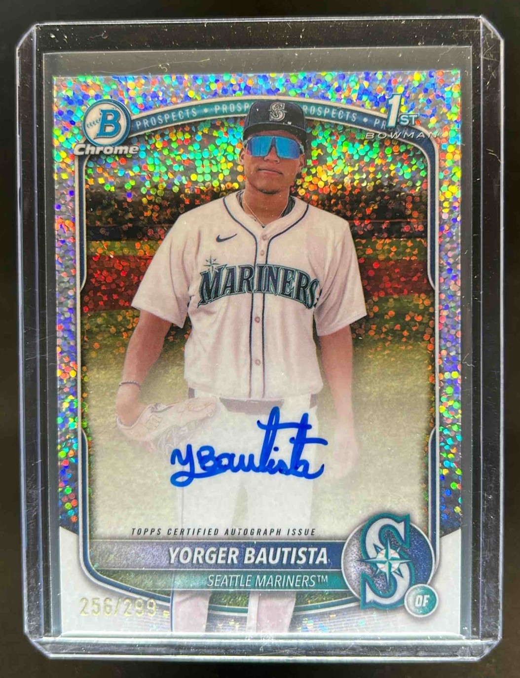 2025 Bowman Chrome Yorger Bautista Auto Speckle Refractor 1st Prospect #256/299