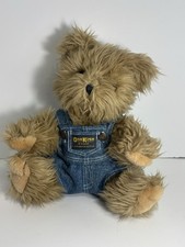 Vintage 1992 OshKosh B'Gosh Shaggy Brown Plush Teddy Bear Vestbak Overalls
