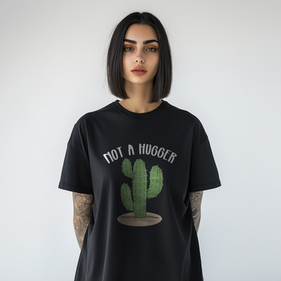 Not A Hugger Cactus T-Shirt Funny Sarcastic Desert Plant Graphic Tee Gift A94